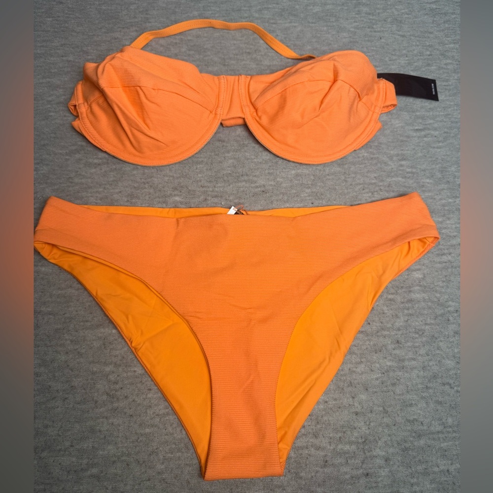 Tavik Reversible Ribbed Bikini Set Women's Orange Full‎ Coverage Swimwear Large